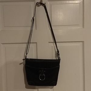 Aigner Black Leather and Fabric Crossbody Bag